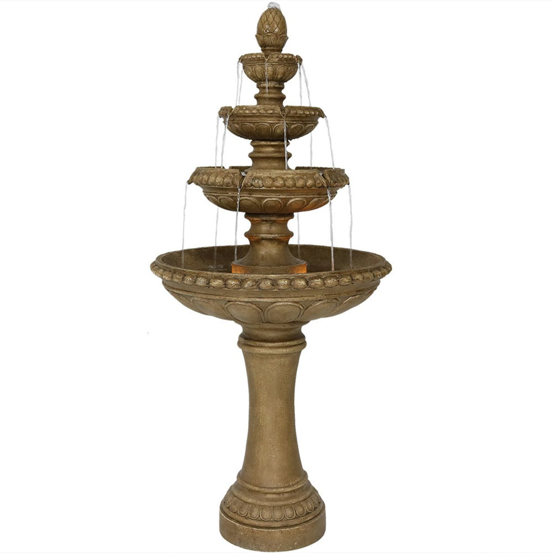 Sunnydaze Electric Eggshell Resin Outdoor 4-Tier Water Fountain Image 1