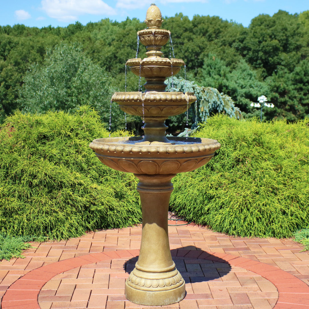 Sunnydaze Electric Eggshell Resin Outdoor 4-Tier Water Fountain Image 4