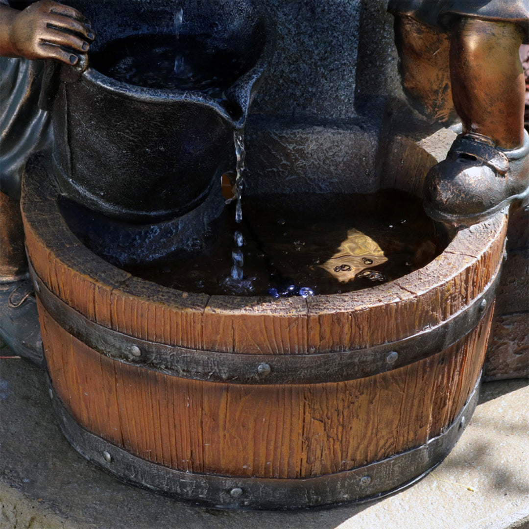 Sunnydaze Children Playing at Faucet Water Fountain with LED Lights - 40 in Image 5