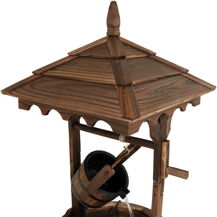 Sunnydaze Old-Fashioned Wood Wishing Well Water Fountain with Liner - 48 in Image 5