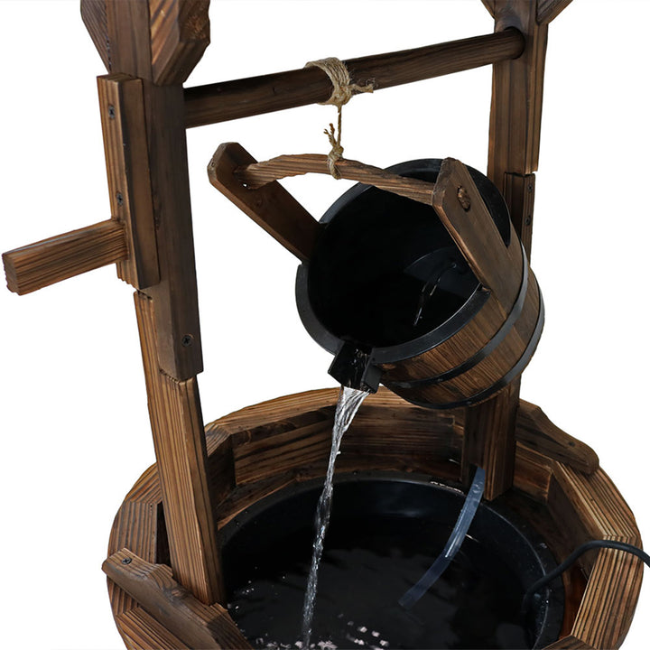 Sunnydaze Old-Fashioned Wood Wishing Well Water Fountain with Liner - 48 in Image 6