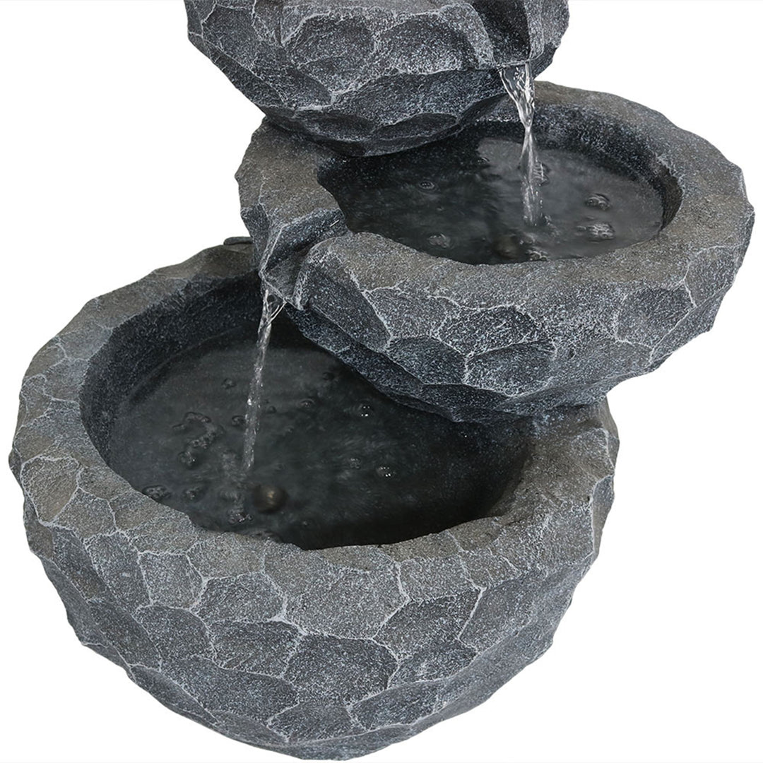 Sunnydaze 3-Tier Chiseled Basin Solar Water Fountain with Battery - 17 in Image 8