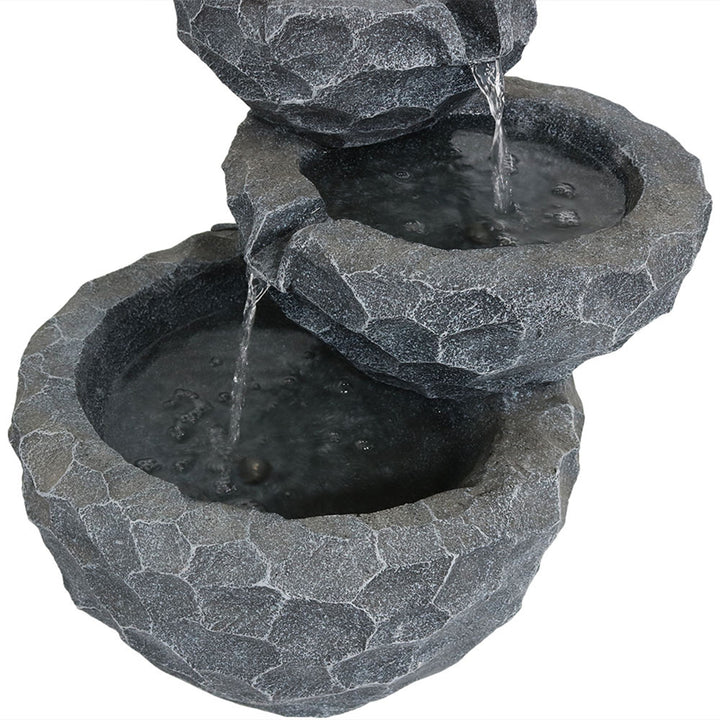 Sunnydaze 3-Tier Chiseled Basin Solar Water Fountain with Battery - 17 in Image 8