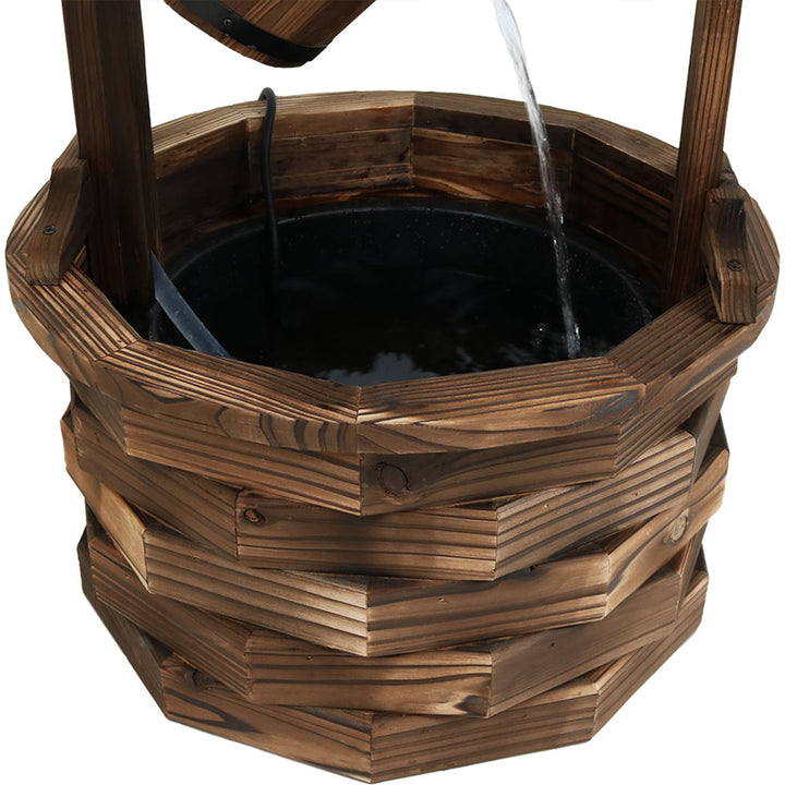 Sunnydaze Old-Fashioned Wood Wishing Well Water Fountain with Liner - 48 in Image 7