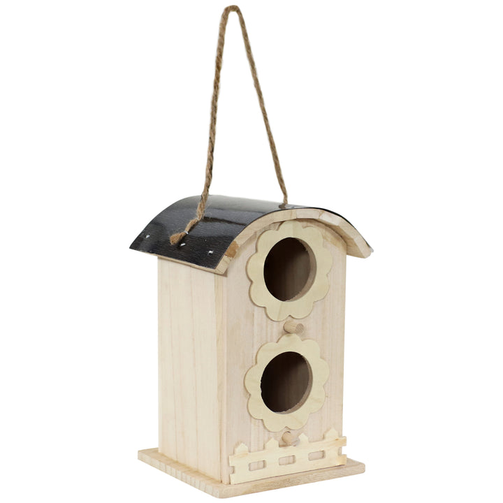 Sunnydaze 2-Level Wooden Bungalow Hanging Birdhouse - 7 in Image 1