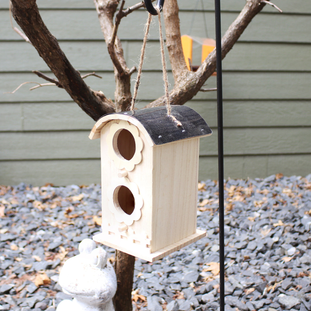 Sunnydaze 2-Level Wooden Bungalow Hanging Birdhouse - 7 in Image 4