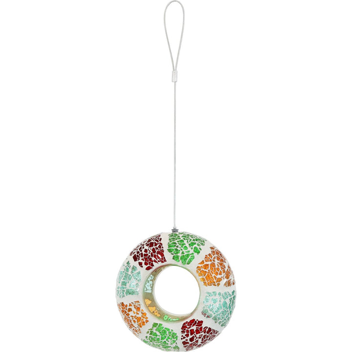 Glass Summer Mosaic Fly-Through Hanging Bird Feeder - 6 in by Sunnydaze Image 7