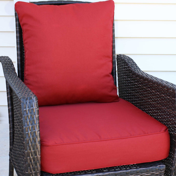 Sunnydaze Polyester Indoor and Outdoor Back and Seat Cushions - Red Image 4