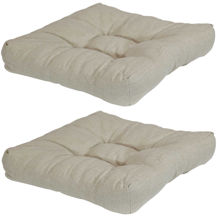 Sunnydaze Outdoor Square Olefin Tufted Seat Cushions - Beige - Set of 2 Image 1