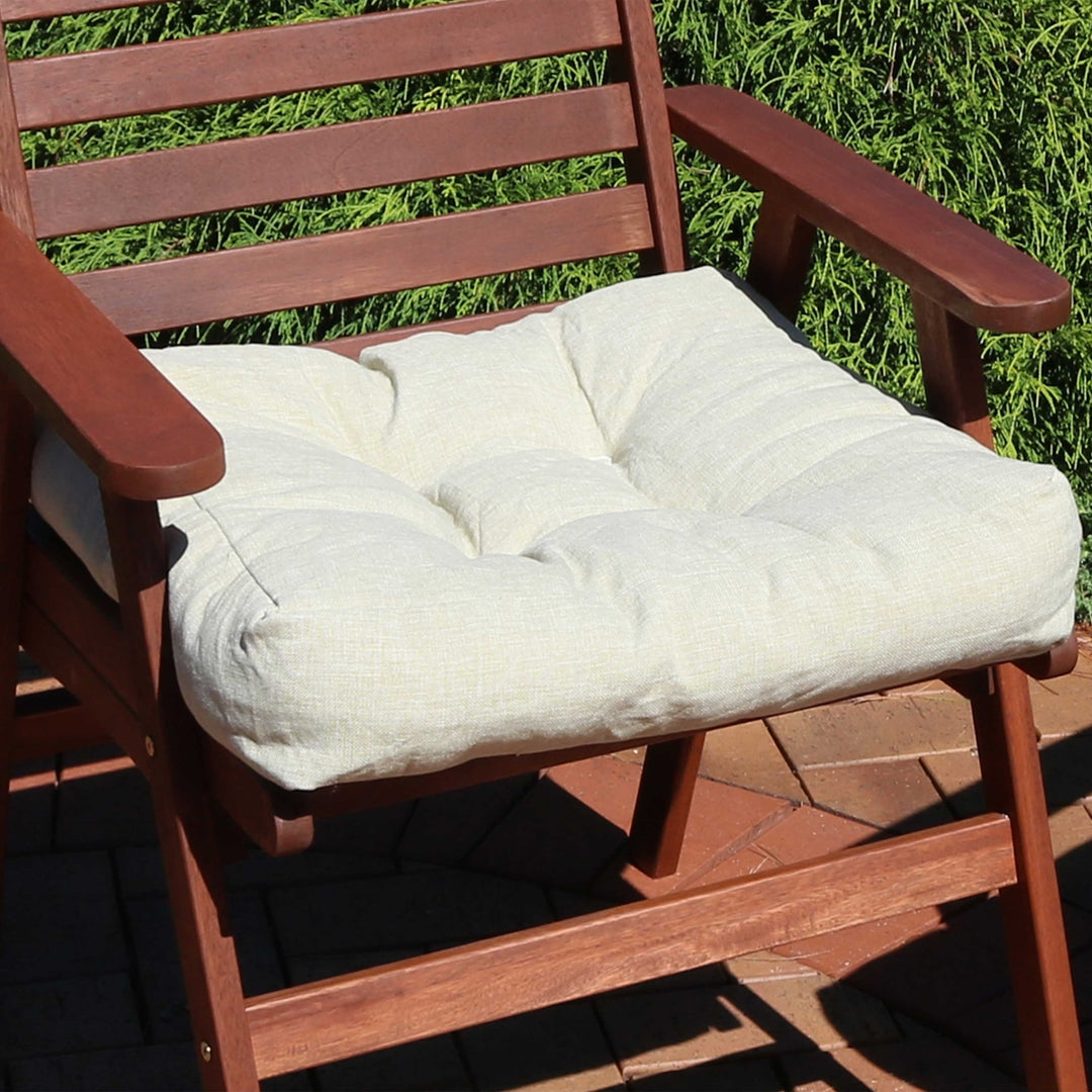 Sunnydaze Outdoor Square Olefin Tufted Seat Cushions - Beige - Set of 2 Image 5