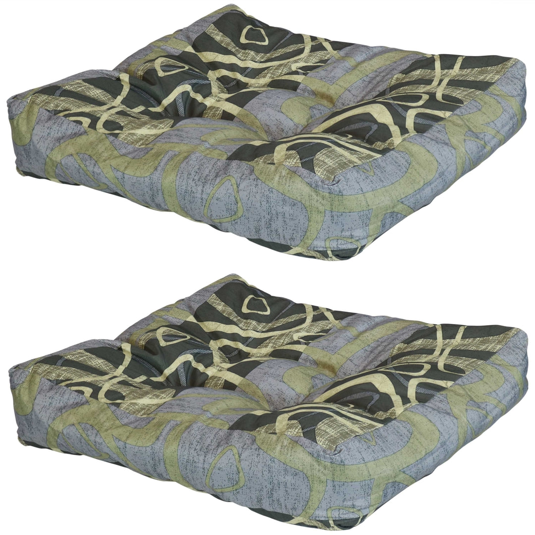 Sunnydaze Outdoor Square Tufted Seat Cushion - Modern Jazz - Set of 2 Image 1