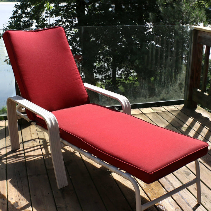 Sunnydaze Olefin Chaise Lounge Indoor and Outdoor Chair Cushion - Red Image 4