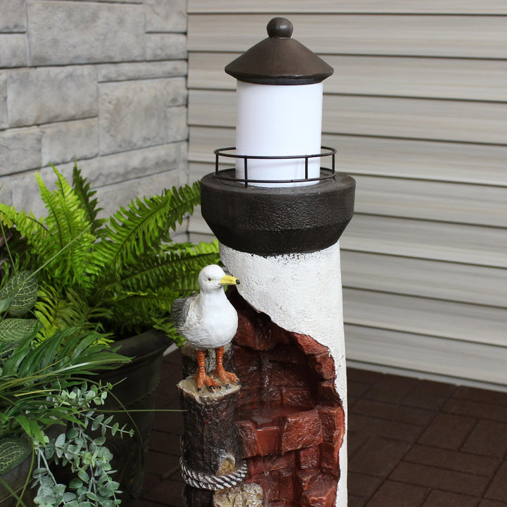 Sunnydaze Gulls Cove Lighthouse Water Fountain with LED Lights - 36 in Image 7