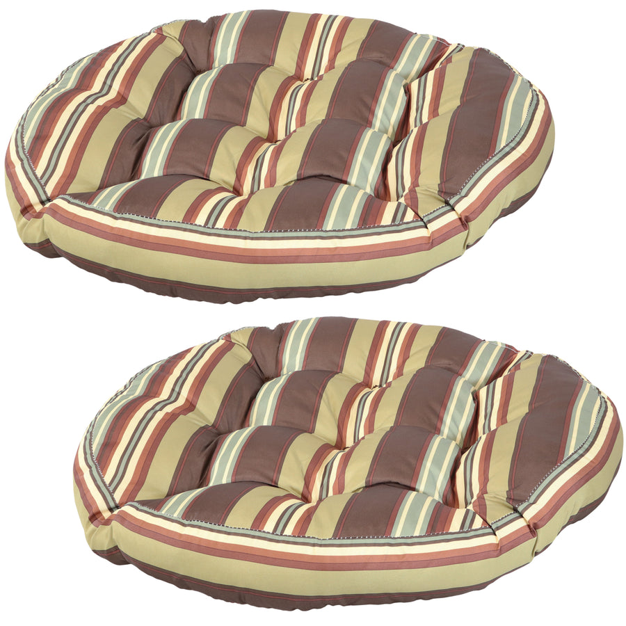 Sunnydaze Outdoor Round Polyester Floor Cushion - Chocolate - Set of 2 Image 1