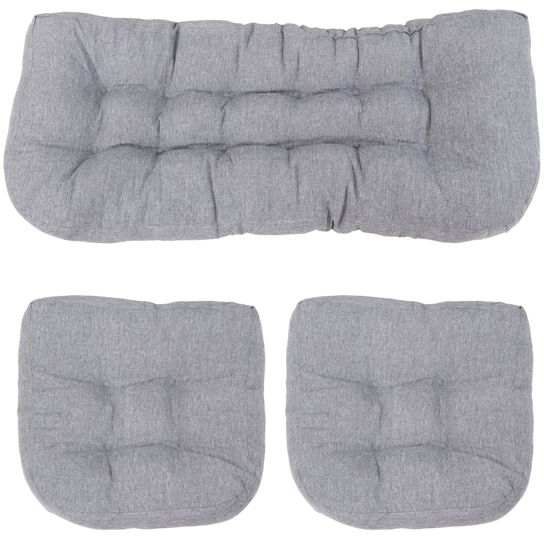 Sunnydaze Olefin 3-Piece Tufted Settee Outdoor Cushion Set - Gray Image 1