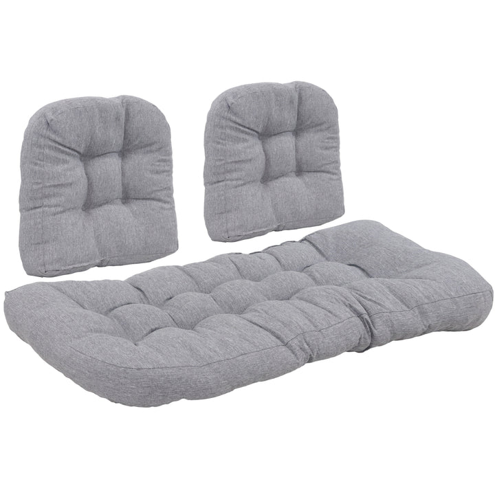 Sunnydaze Olefin 3-Piece Tufted Settee Outdoor Cushion Set - Gray Image 5