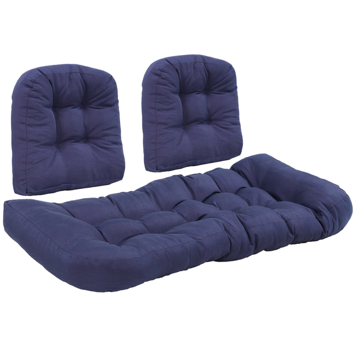 Sunnydaze Indoor/Outdoor Olefin 3-Piece Tufted Settee Cushion Set - Blue Image 6