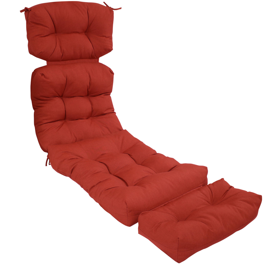 Sunnydaze Indoor/Outdoor Olefin Tufted Chaise Lounge Chair Cushions - Red Image 1