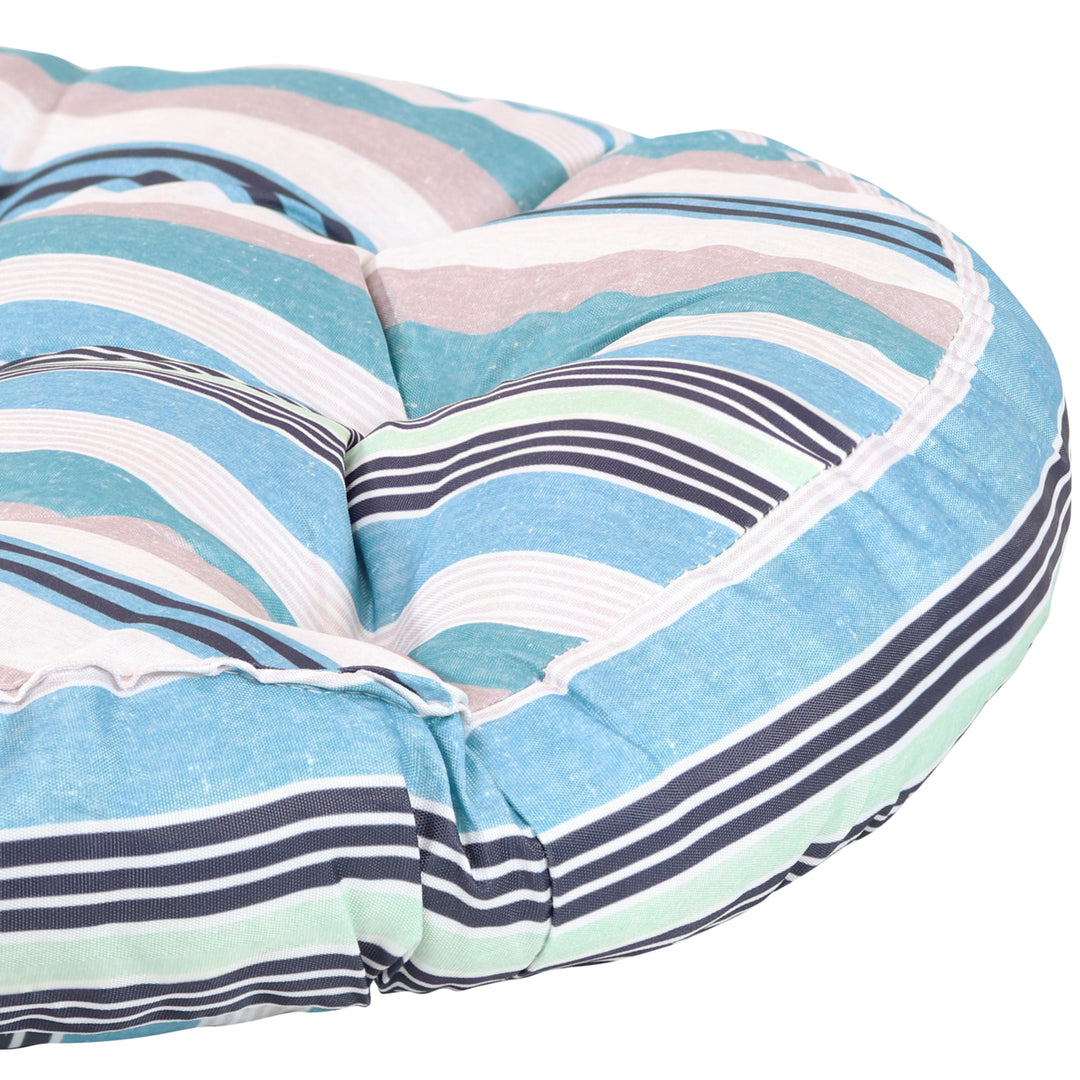 Sunnydaze Outdoor Round Polyester Floor Cushion - Seaside Stripe - Set of 2 Image 5