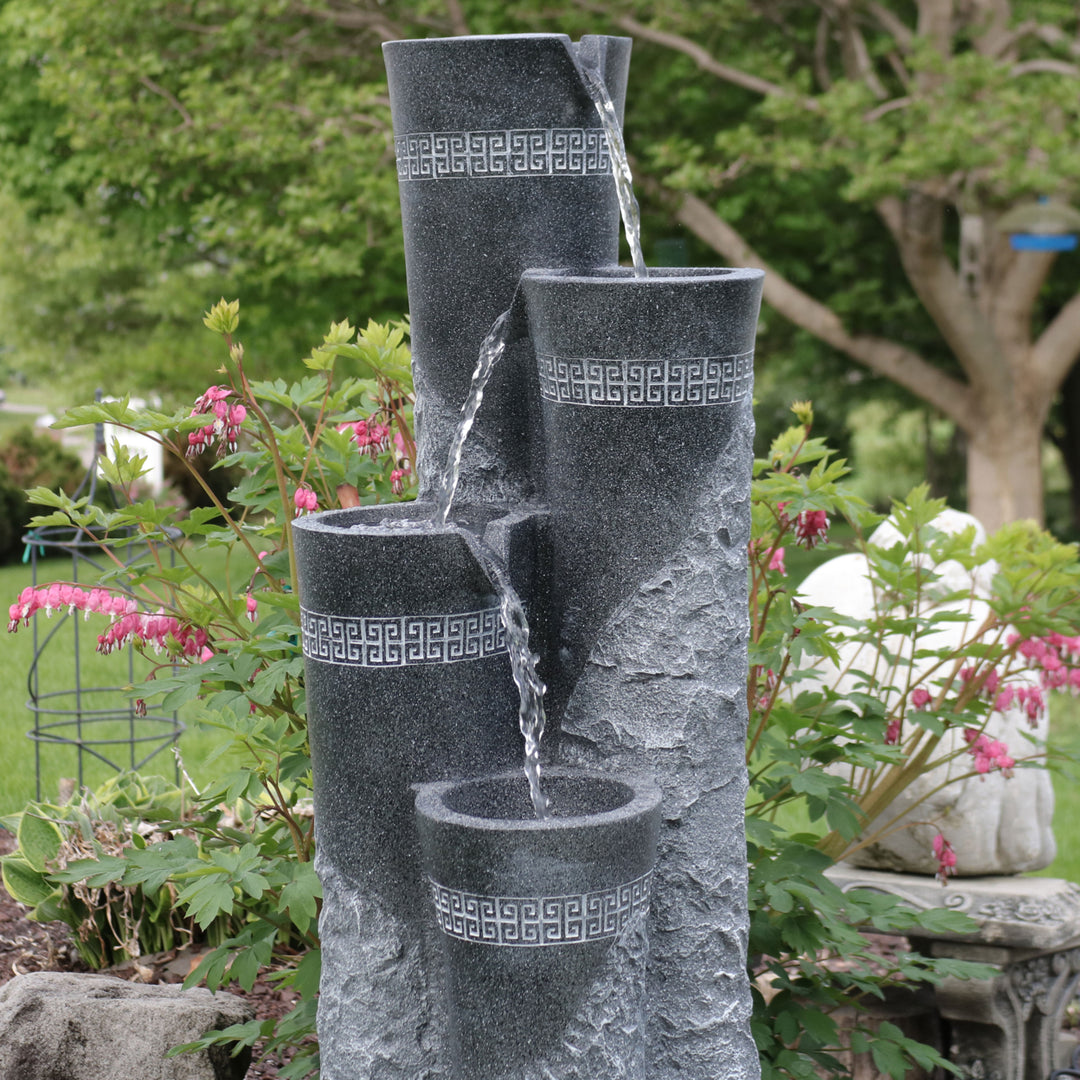 Sunnydaze 4-Tier Staggered Pillars Water Fountain with LED Lights - 41 in Image 8