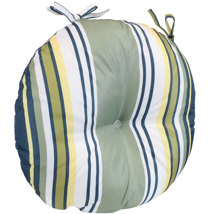 Sunnydaze Outdoor Round Bistro Seat Cushion - Earth Tone Stripes - Set of 2 Image 6