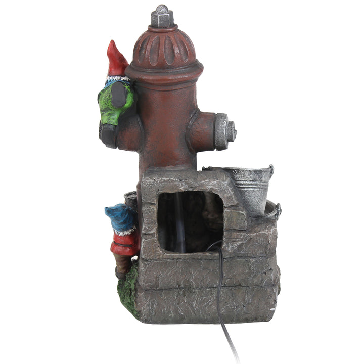 Sunnydaze Electric Fire Hydrant Gnome Water Fountain with LED Light - 16 in Image 6