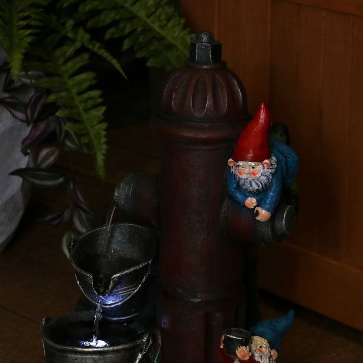 Sunnydaze Electric Fire Hydrant Gnome Water Fountain with LED Light - 16 in Image 8