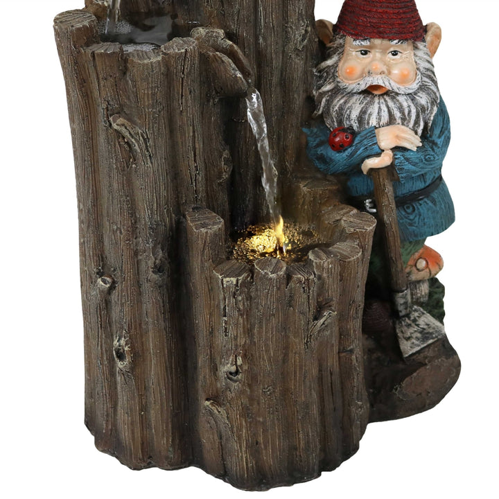 Sunnydaze Resting Gnome Outdoor Water Fountain with LED Lights - 17 in Image 6