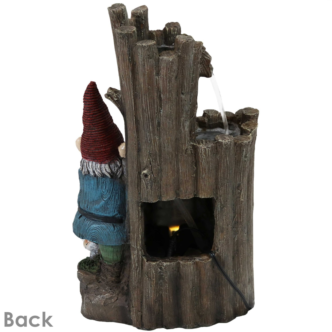 Sunnydaze Resting Gnome Outdoor Water Fountain with LED Lights - 17 in Image 5