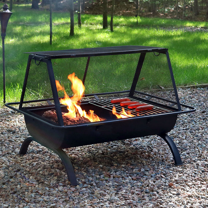 Sunnydaze 36 in Northland Grill Outdoor Fire Pit with Spark Screen Image 4