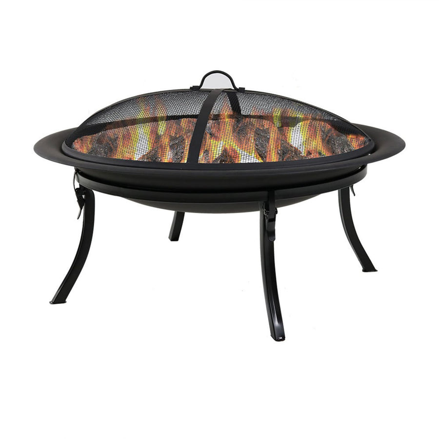 Sunnydaze 29 in Steel Fire Pit Bowl with Folding Stand, Case, and Screen Image 1