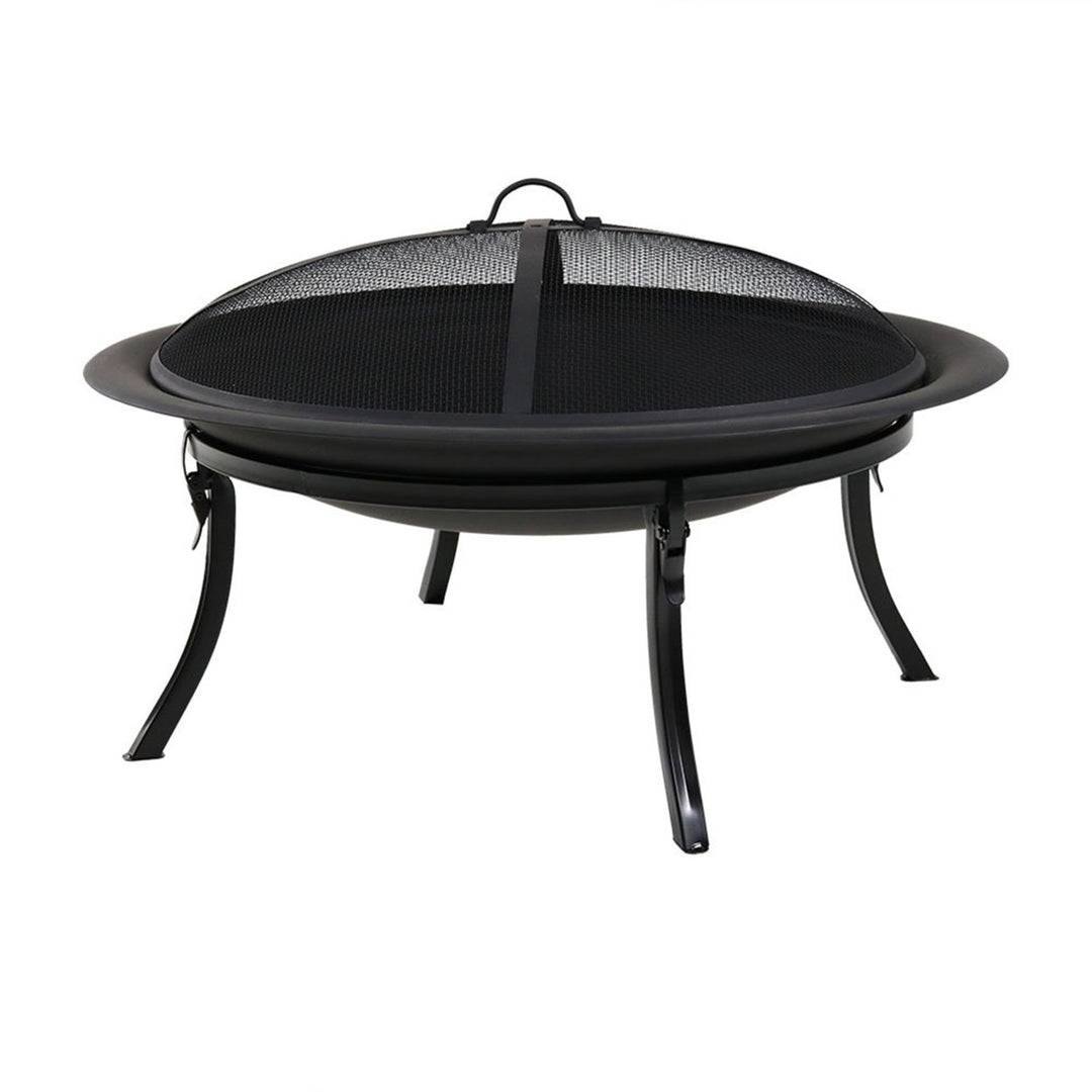 Sunnydaze 29 in Steel Fire Pit Bowl with Folding Stand, Case, and Screen Image 8