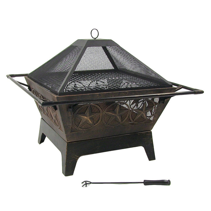 Sunnydaze 32 in Northern Galaxy Steel Fire Pit with Grate, Screen and Poker Image 5