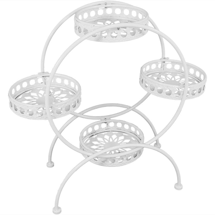 Sunnydaze White 4-Tier Ferris Wheel Indoor and Outdoor Plant Stand - 28 in Image 1