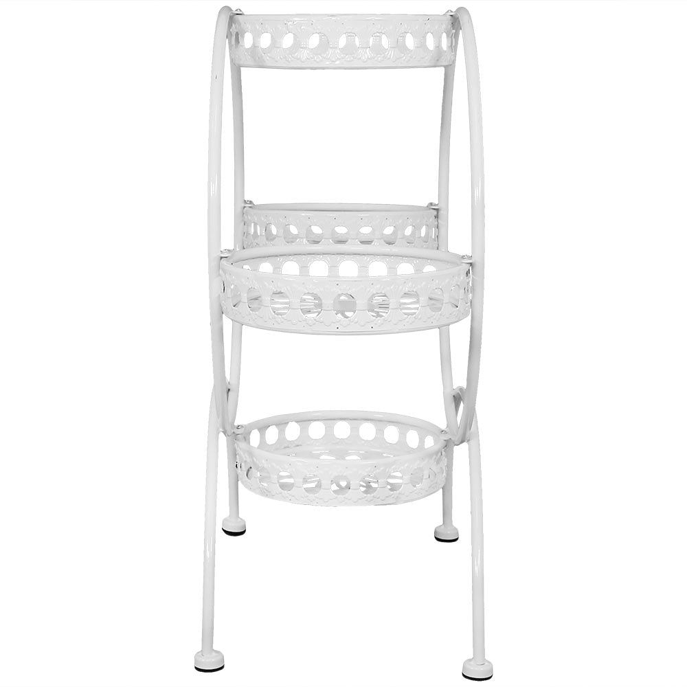 Sunnydaze White 4-Tier Ferris Wheel Indoor and Outdoor Plant Stand - 28 in Image 6