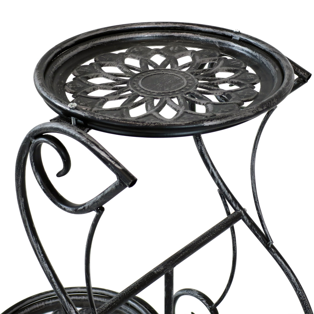 Sunnydaze Dark Gray Steel 3-Tier Victorian Staggered Plant Stand - 31.5 in Image 9