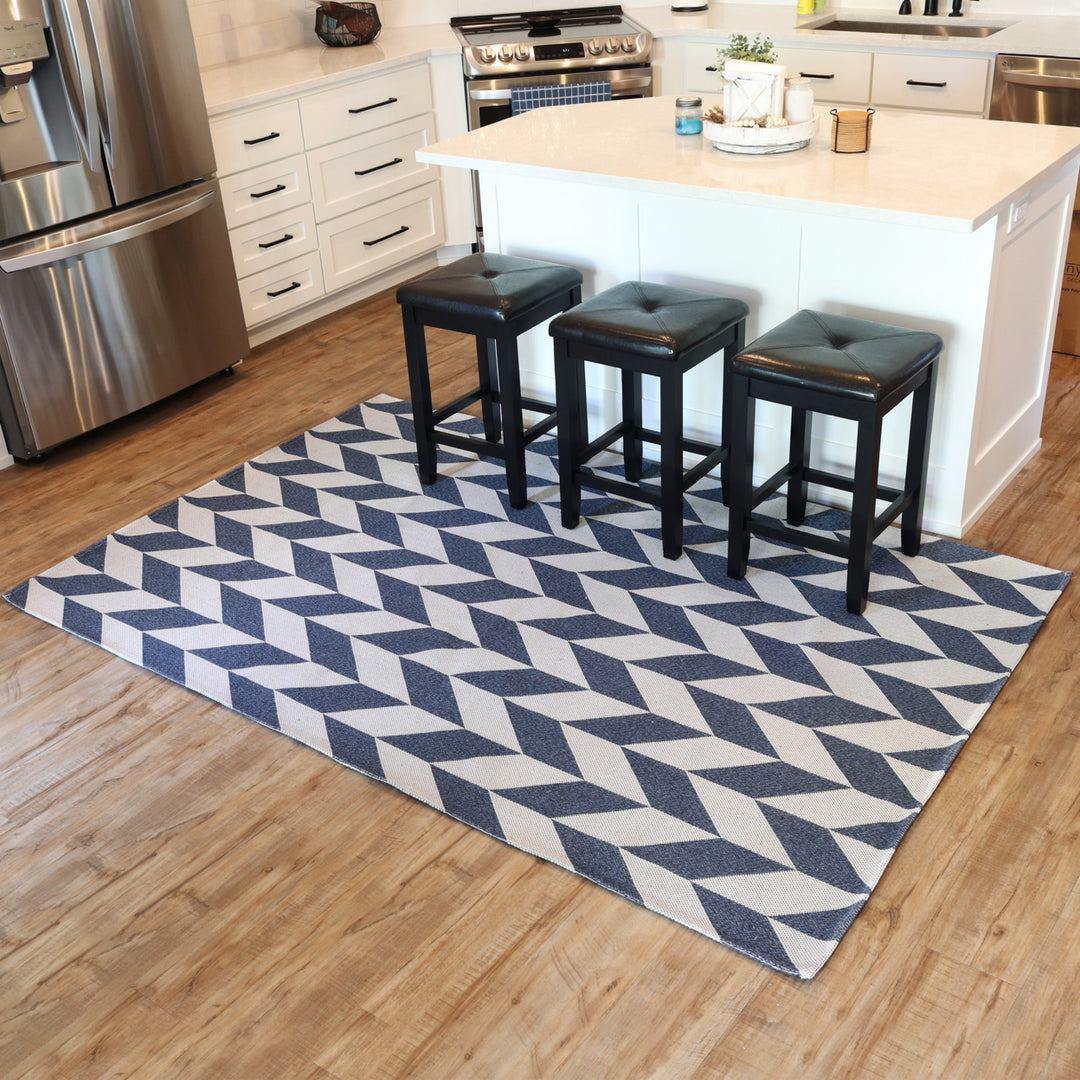 Sunnydaze Geometric Affinity Indoor Area Rug - Steel Blue - 5 ft x 7 ft Image 5