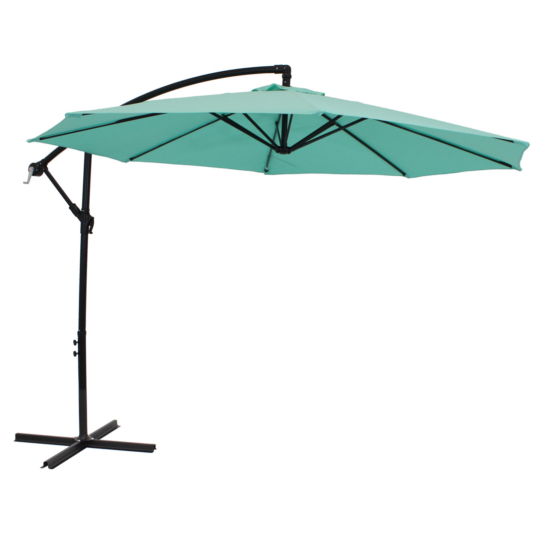 Sunnydaze 9.5 ft Cantilever Offset Patio Umbrella with Crank - Seafoam Image 1