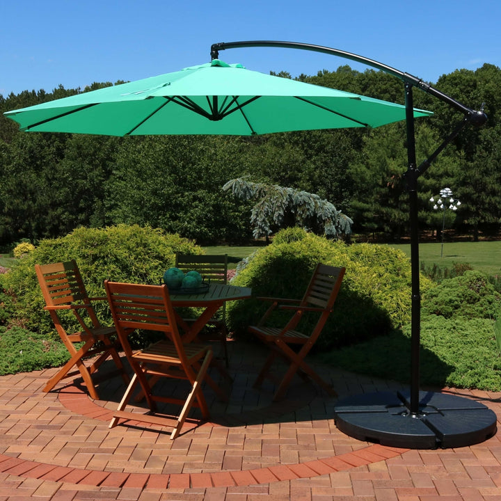 Sunnydaze 9.5 ft Cantilever Offset Patio Umbrella with Crank - Seafoam Image 4