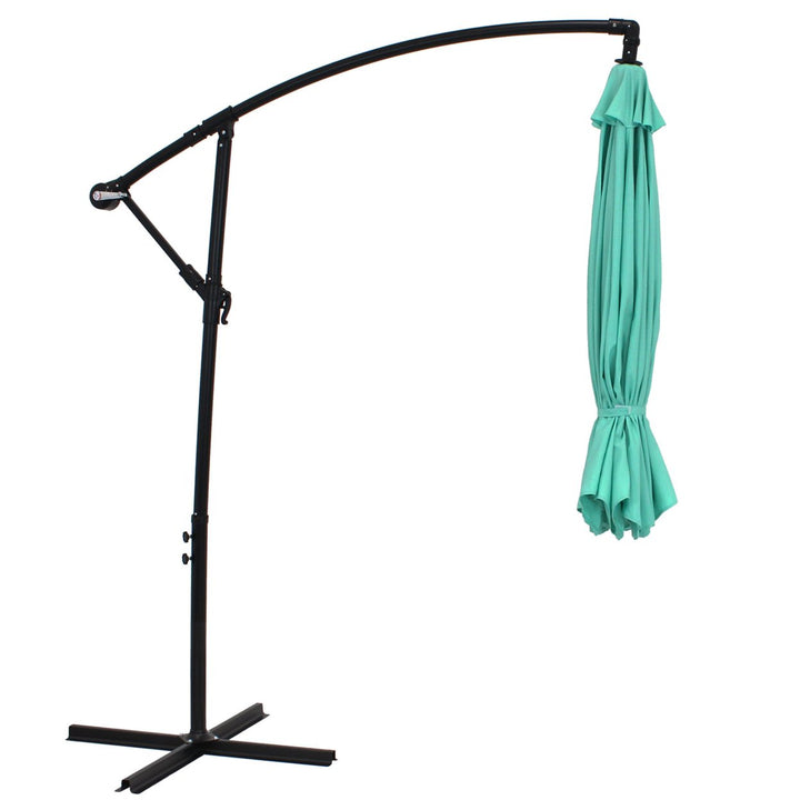 Sunnydaze 9.5 ft Cantilever Offset Patio Umbrella with Crank - Seafoam Image 10