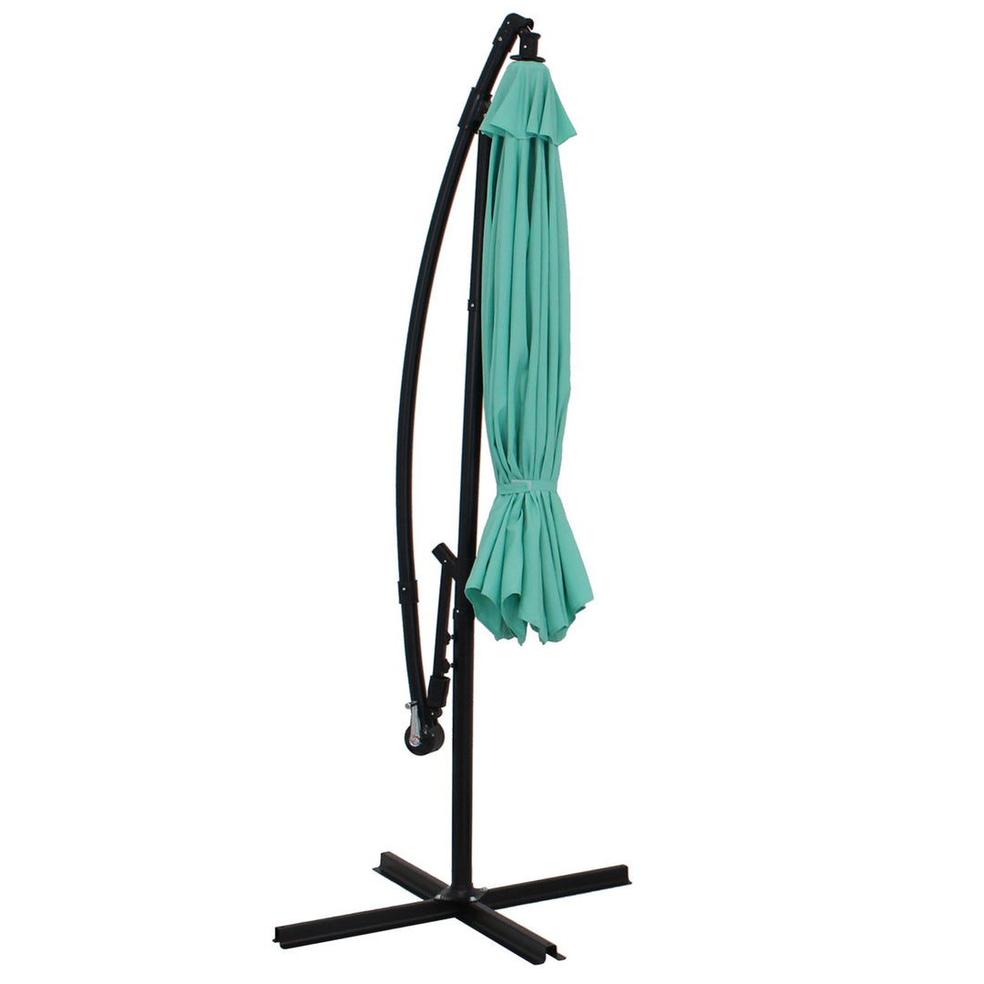 Sunnydaze 9.5 ft Cantilever Offset Patio Umbrella with Crank - Seafoam Image 11