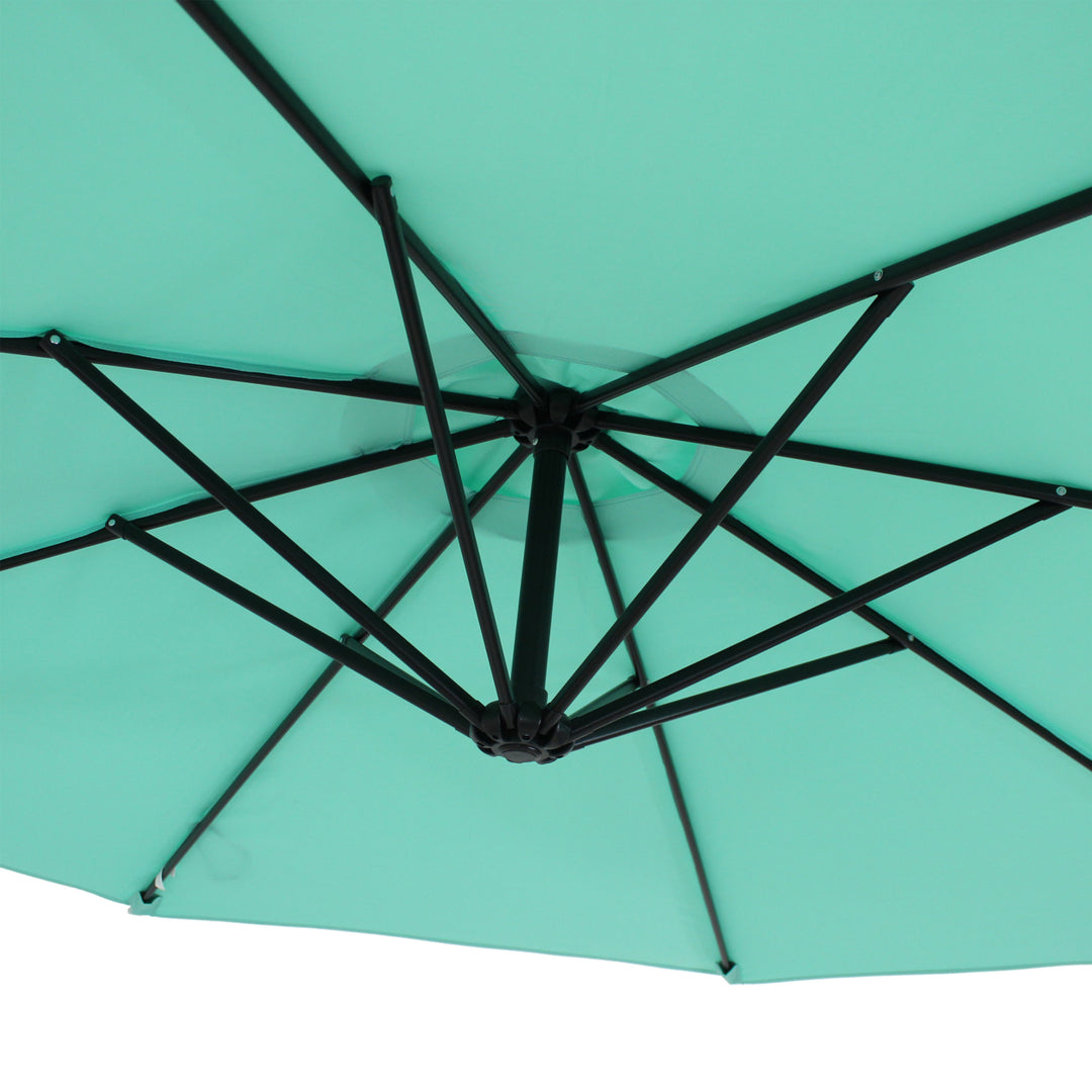 Sunnydaze 9.5 ft Cantilever Offset Patio Umbrella with Crank - Seafoam Image 8