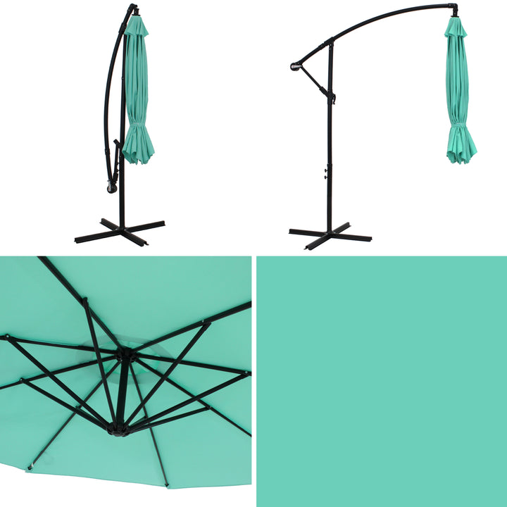 Sunnydaze 9.5 ft Cantilever Offset Patio Umbrella with Crank - Seafoam Image 9