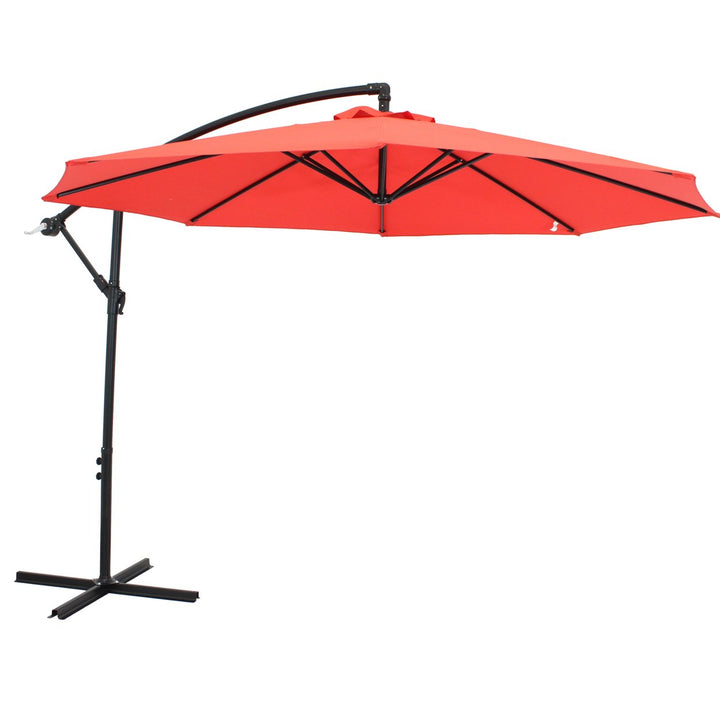 Sunnydaze 9.5 ft Cantilever Offset Patio Umbrella with Crank - Cherry Image 1