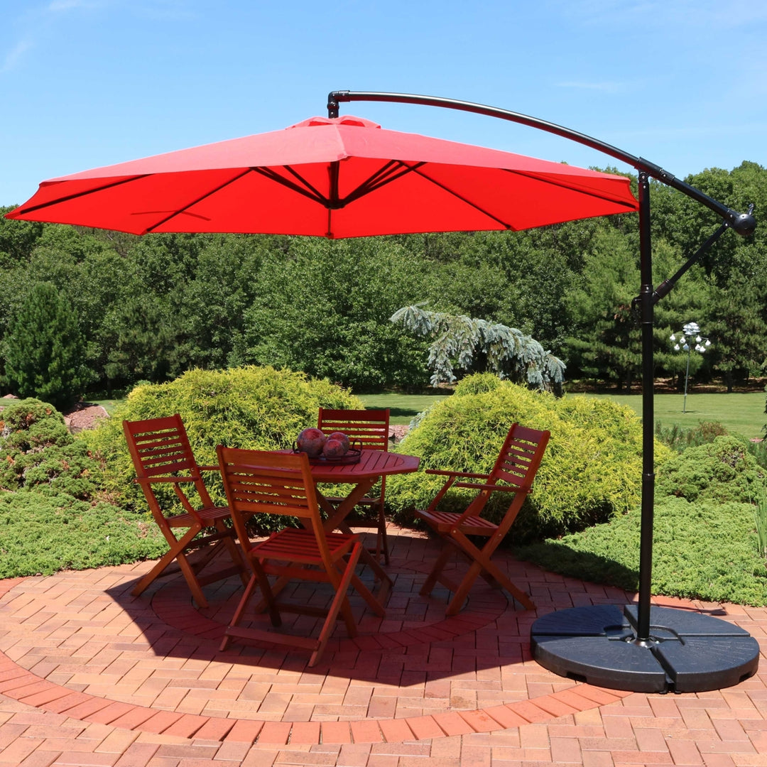 Sunnydaze 9.5 ft Cantilever Offset Patio Umbrella with Crank - Cherry Image 4