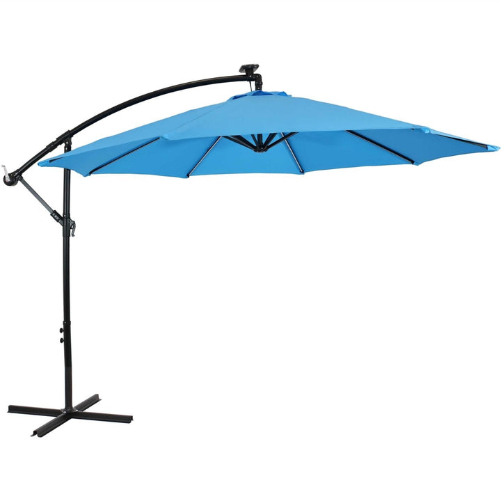 Sunnydaze 9.5 ft Solar Cantilever Offset Patio Umbrella - Azure Image 1