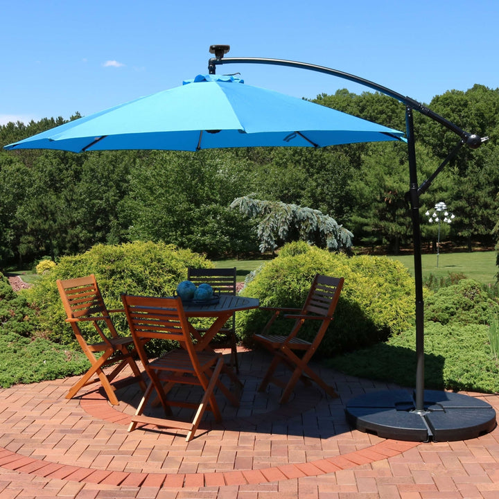 Sunnydaze 9.5 ft Solar Cantilever Offset Patio Umbrella - Azure Image 4