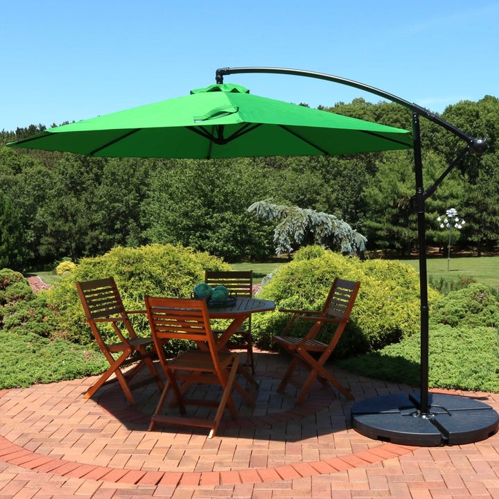 Sunnydaze 9.5 ft Cantilever Offset Patio Umbrella with Crank - Emerald Image 4