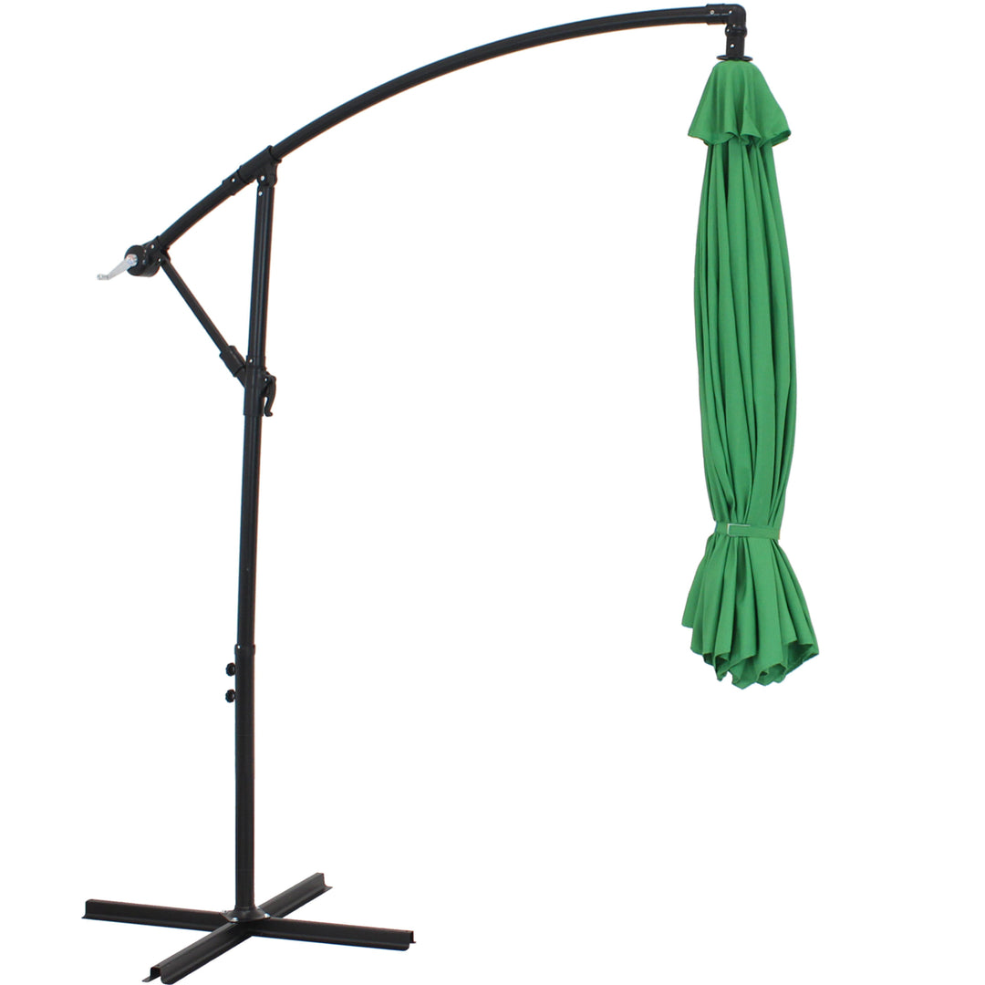 Sunnydaze 9.5 ft Cantilever Offset Patio Umbrella with Crank - Emerald Image 7