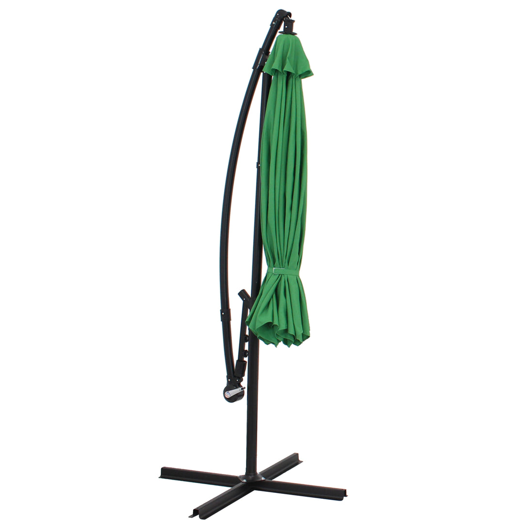 Sunnydaze 9.5 ft Cantilever Offset Patio Umbrella with Crank - Emerald Image 8